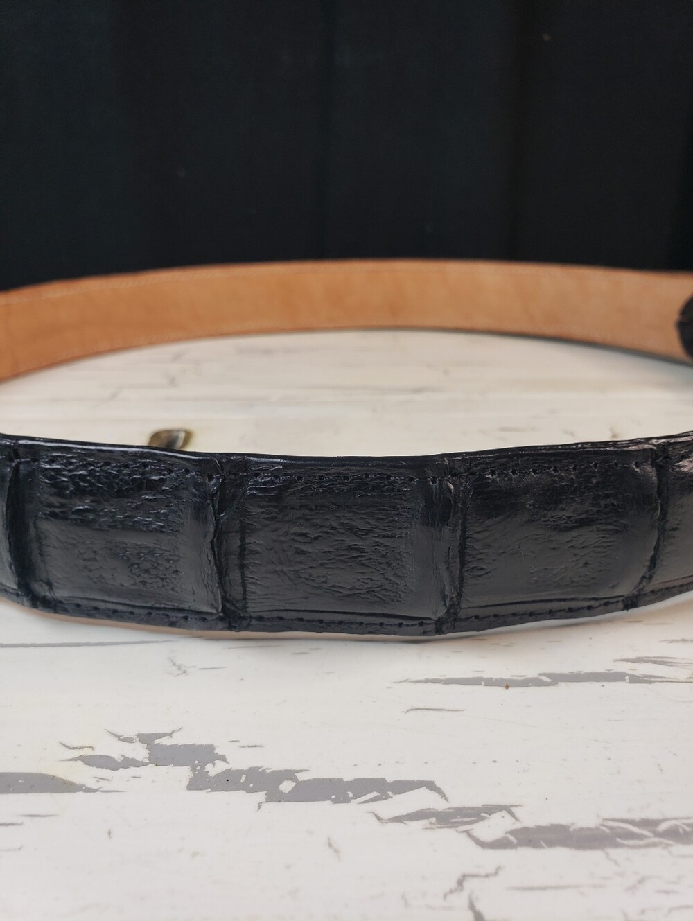 Genuine Caiman Alligator Leather Belt in Black - Men's size 34 - Picture 5 of 13